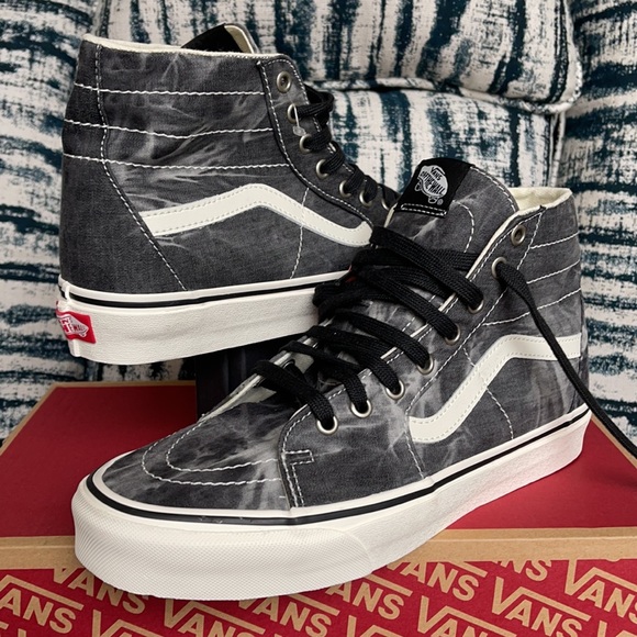 Vans Sk8-Hi Tapered Denim Destroy Black Marshmallow MENS - Picture 9 of 16